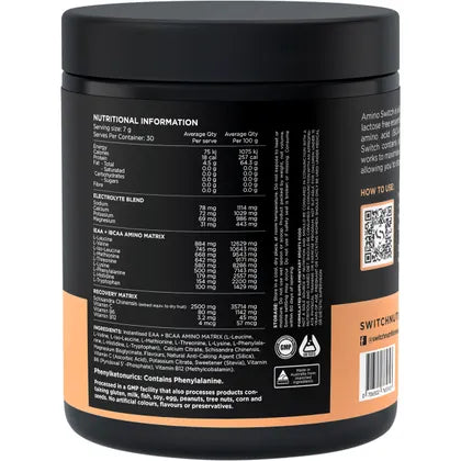 Switch Nutrition Amino EAA & BCAA Electrolyte Recovery 210g - Raspberry