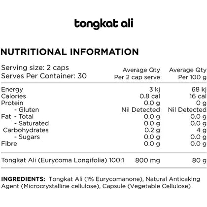 Switch Nutrition Tongkat Ali 100% Pure Tongkat Ali 60 Caps