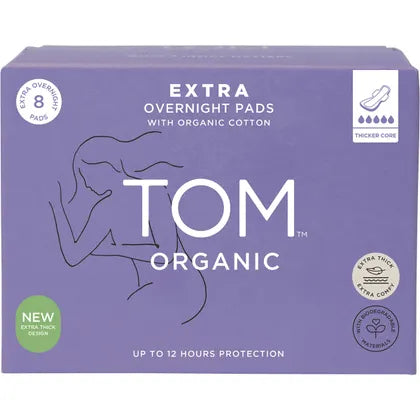 TOM Organic Pads Extra Overnight 4x8pk