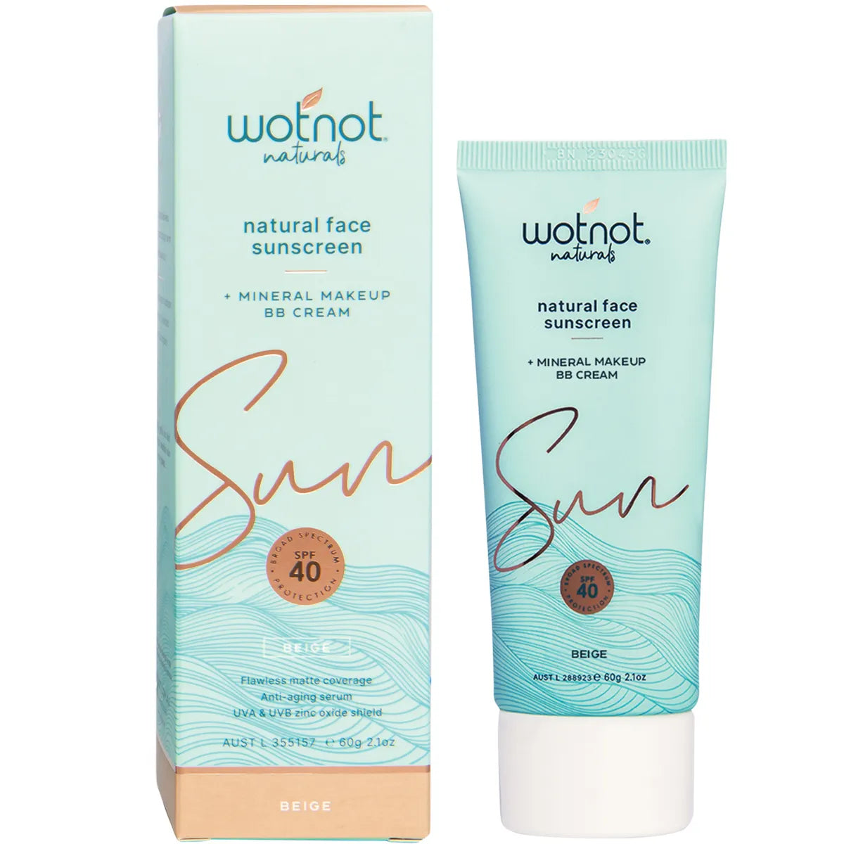 Wotnot Natural Face Sunscreen 40 SPF Beige BB Cream 60g