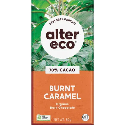 Alter Eco Chocolate Organic Dark Burnt Caramel 80g CLEARANCE 3 PER ORDER