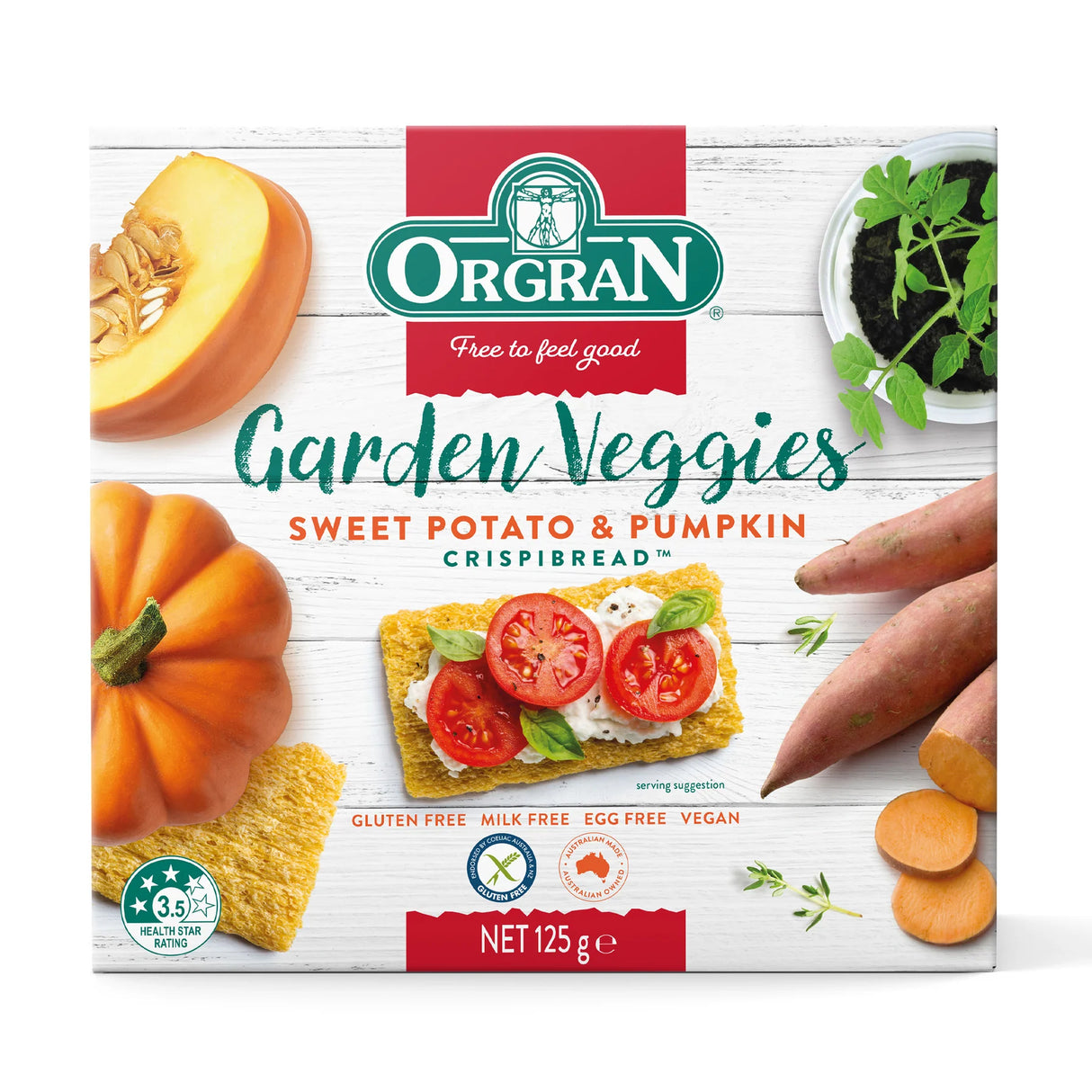 Orgran Gluten Free Crispibread Sweet Potato & Pumpkin 125g x 6