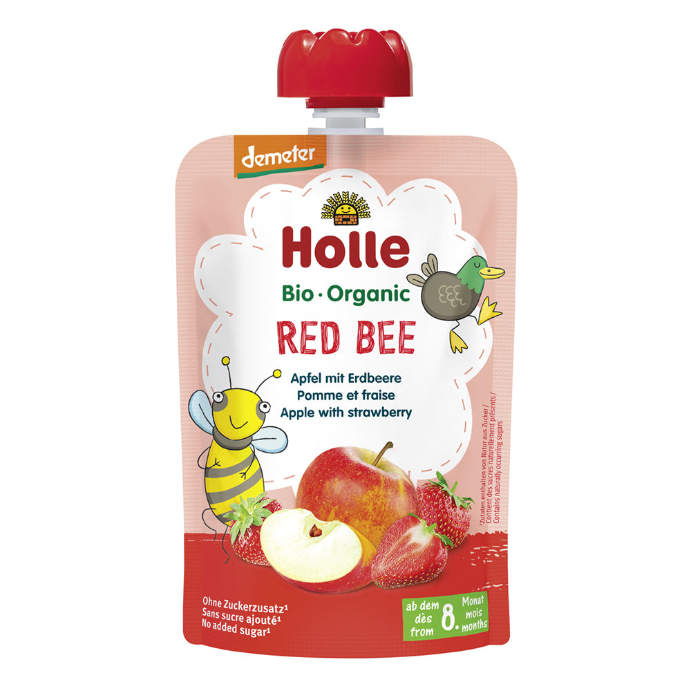 Holle Organic Red Bee Pouch - Apple with Strawberries 100g x 12