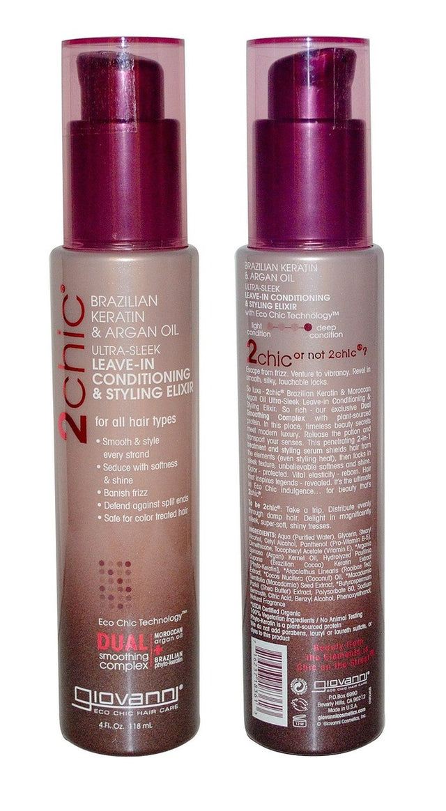 Giovanni Brazilian Keratin & Argan Oil Ultra Sleek Leave-In Conditioning & Styling Elixir 118ml