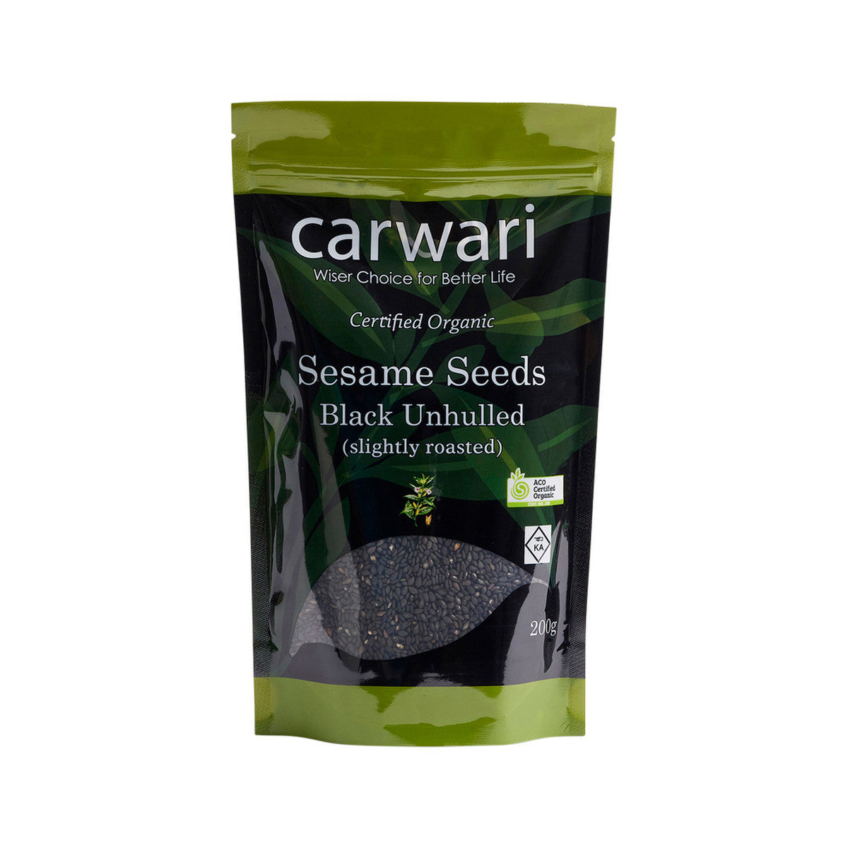 Carwari Organic Sesame Seeds Black Unhulled (Slightly Roasted) 200g