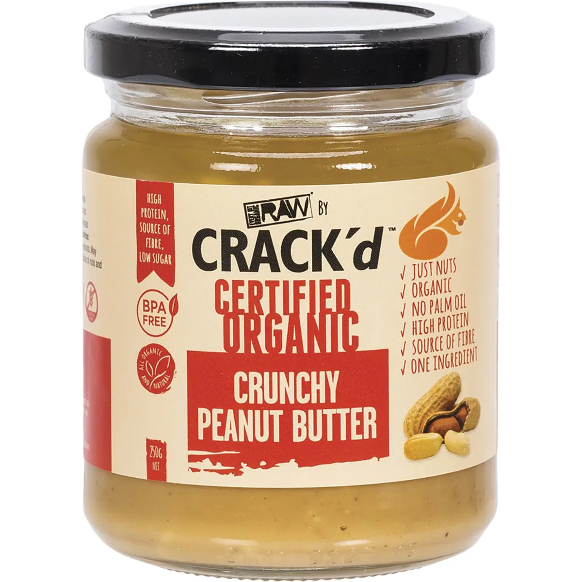 Every Bit Organic Raw Crack'd Crunchy Peanut Butter 250g