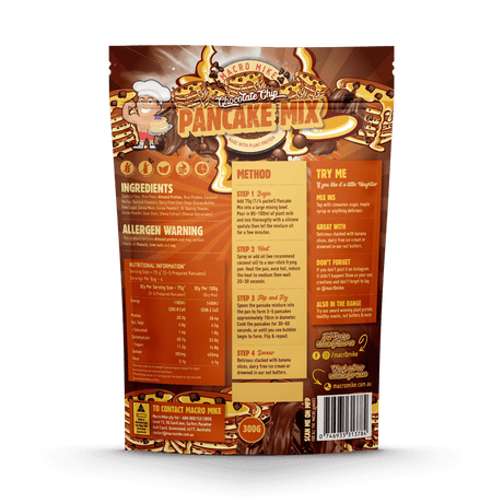 Macro Mike Protein Pancake Baking Mix Double Choc Chip 250g