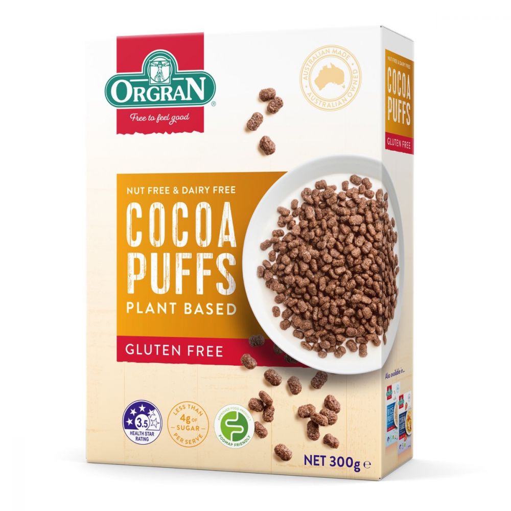 Orgran Gluten Free Cocoa Puffs 300g x 6