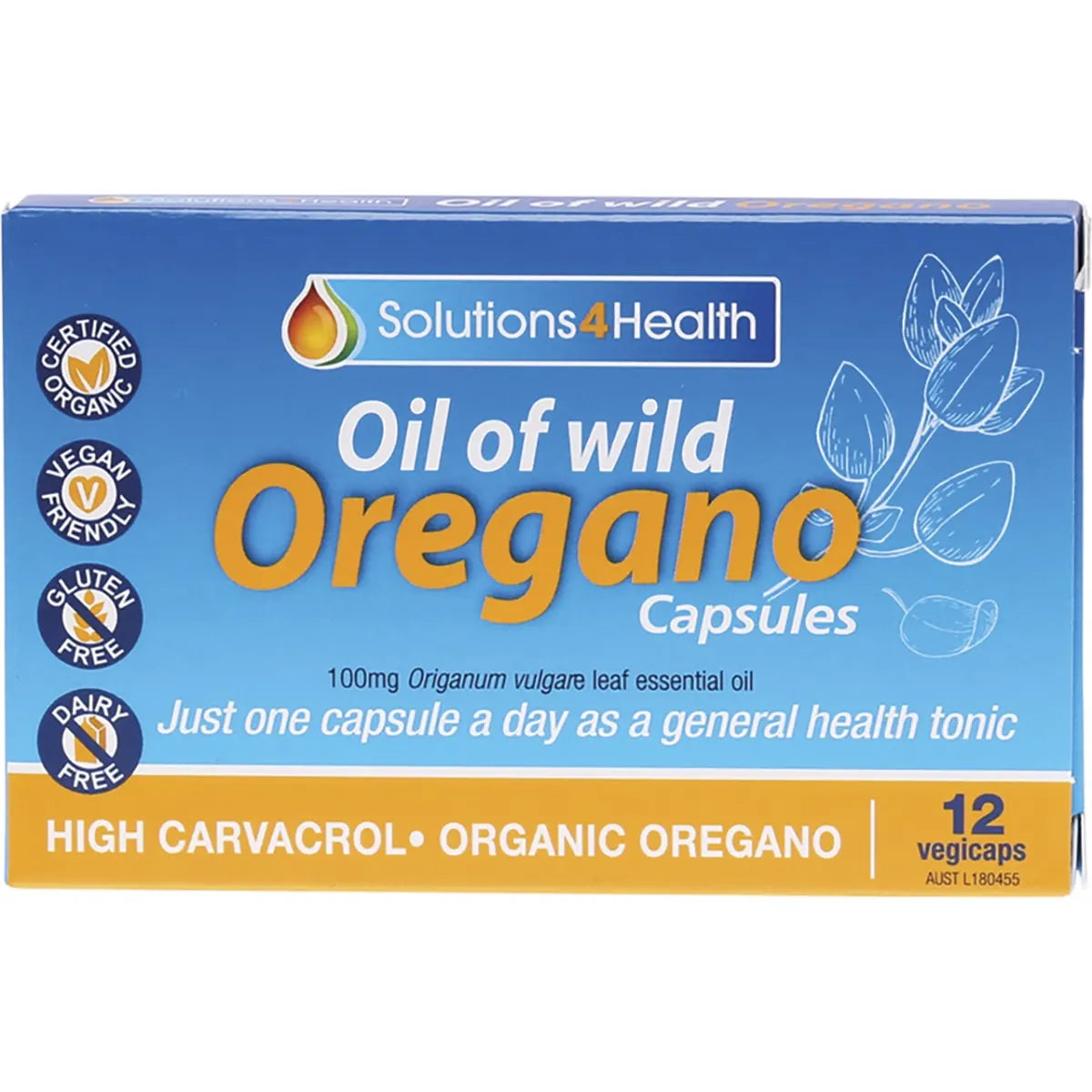 Solutions 4 Health Oil of Wild Oregano VegeCaps 12 Caps