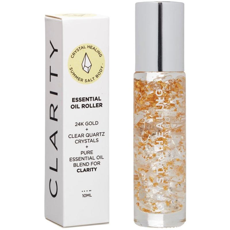 Summer Salt Body - Essential Oil Roller With 24K Gold Clarity - Clear Quartz Crystals 10ml