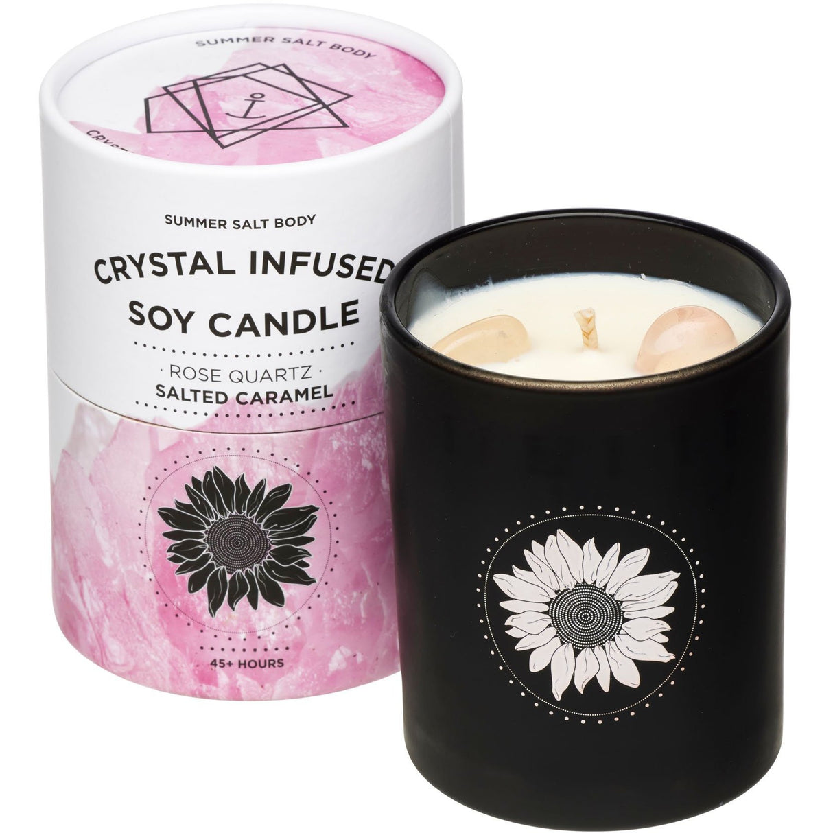 Summer Salt Body - Crystal Infused Soy Candle - Rose Quartz - Salted Caramel