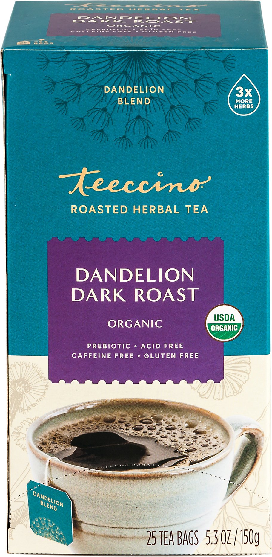 Teeccino Organic Dandelion Dark Roast x 25 Tea Bags