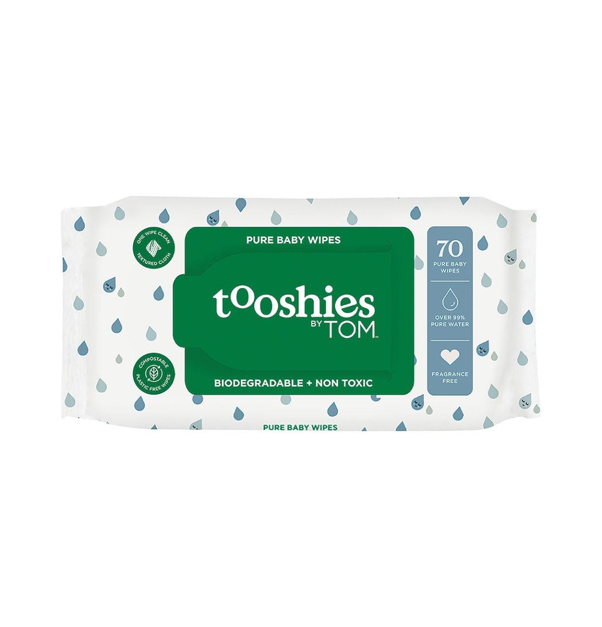 Tooshies By Tom Pure Baby Wipes 99% Pure Water (70 wipes)