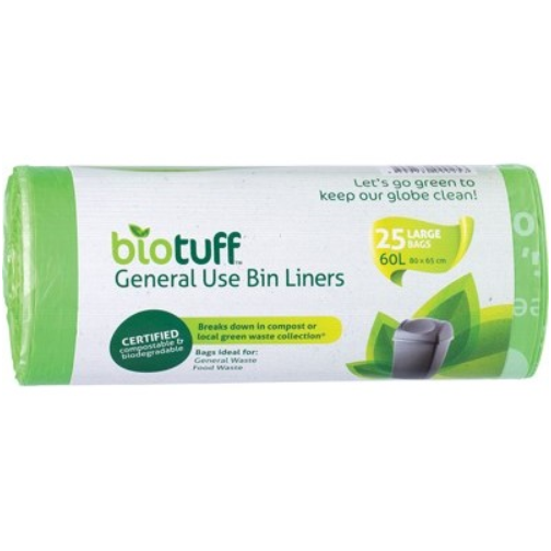 Biotuff General Use Bin Liners Large 60L Bags x25